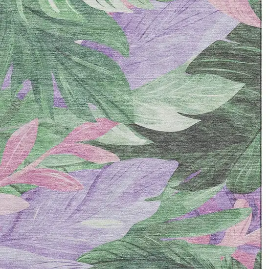 Sage Purple And Blush Floral Washable Area Rug With UV Protection Photo 2
