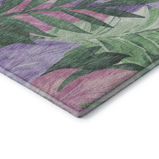 Sage Purple And Blush Floral Washable Area Rug With UV Protection Photo 7