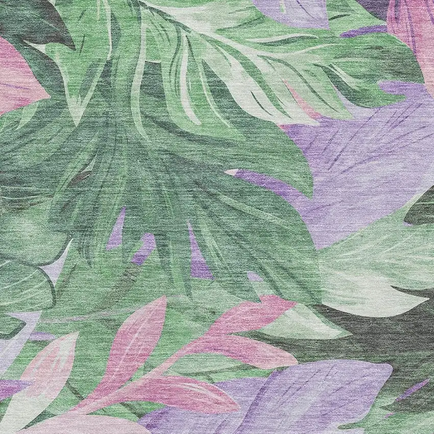 Sage Purple And Blush Floral Washable Area Rug With UV Protection Photo 2