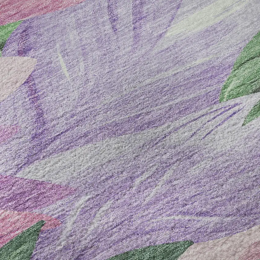 Sage Purple And Blush Floral Washable Area Rug With UV Protection Photo 9