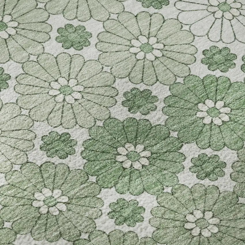 Sage Purple And Ivory Geometric Washable Area Rug With UV Protection Photo 9