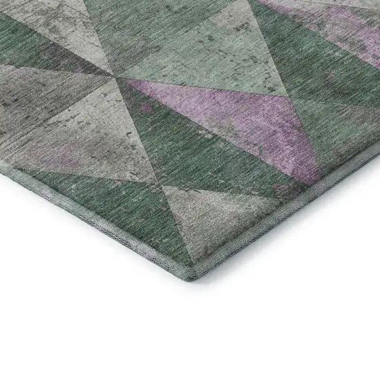 Sage Purple And Ivory Geometric Washable Area Rug With UV Protection Photo 6
