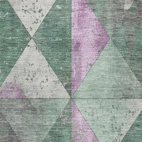 Sage Purple And Ivory Geometric Washable Area Rug With UV Protection Photo 2