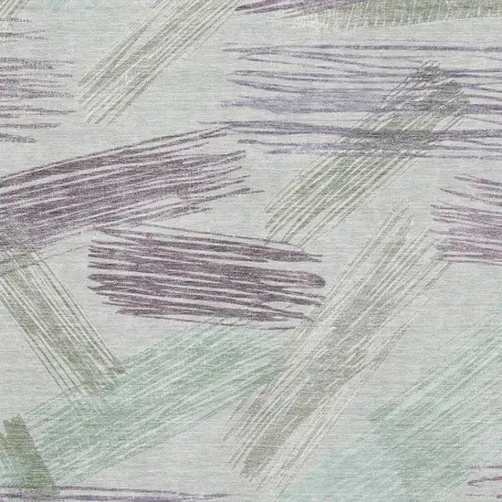 Sage Purple And Ivory Striped Washable Area Rug With UV Protection Photo 2