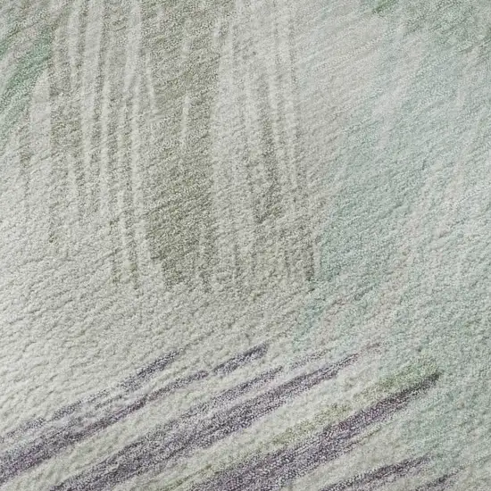 Sage Purple And Ivory Striped Washable Area Rug With UV Protection Photo 9