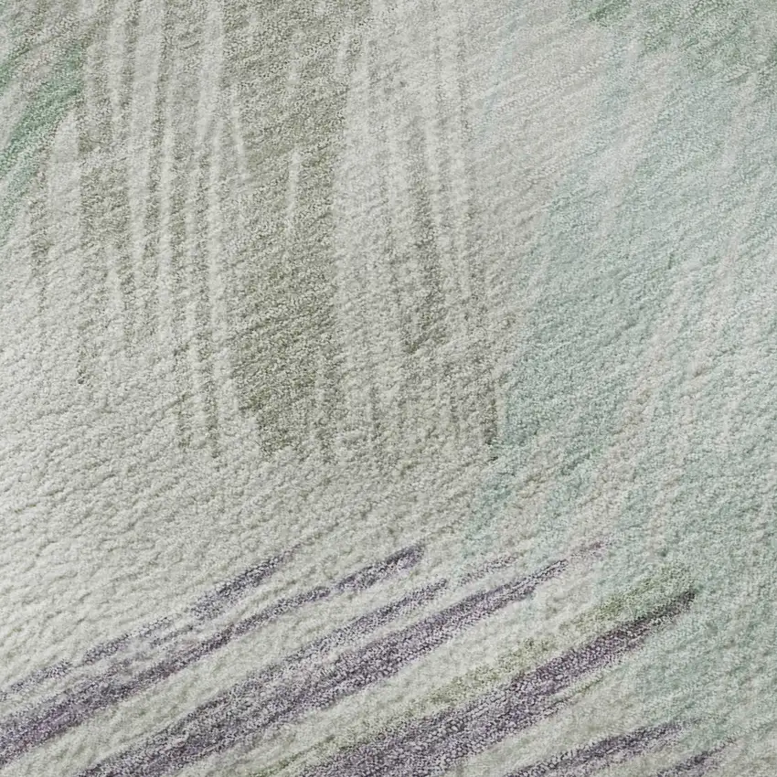 Sage Purple And Ivory Striped Washable Area Rug With UV Protection Photo 9