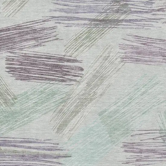 Sage Purple And Ivory Striped Washable Area Rug With UV Protection Photo 2