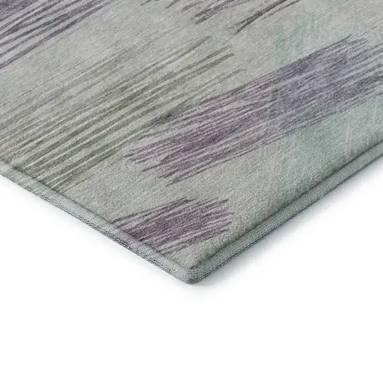 Sage Purple And Ivory Striped Washable Area Rug With UV Protection Photo 7