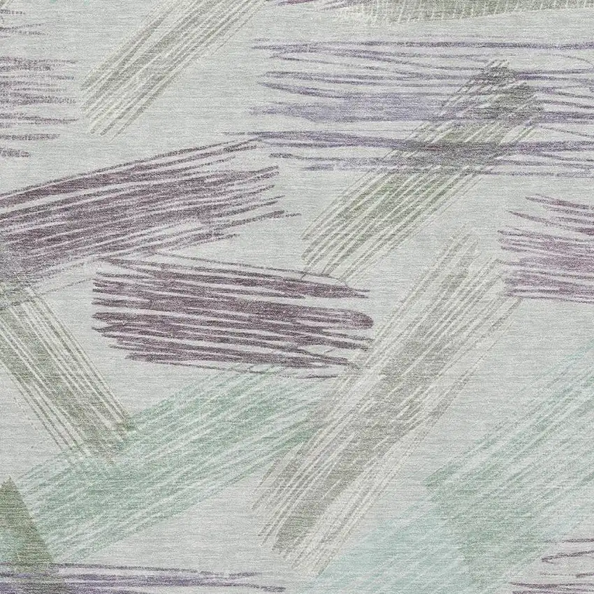 Sage Purple And Ivory Striped Washable Area Rug With UV Protection Photo 2