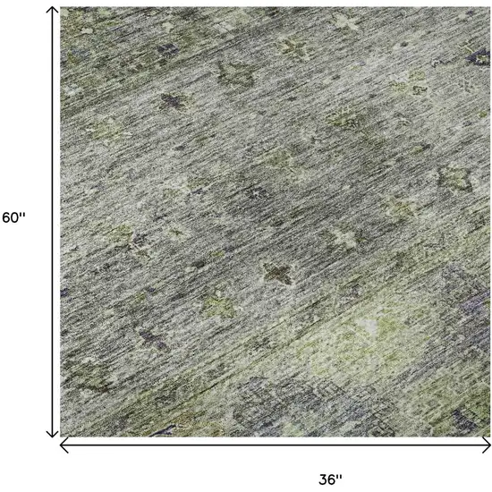 Sage Silver And Purple Tribal Washable Area Rug With UV Protection Photo 9