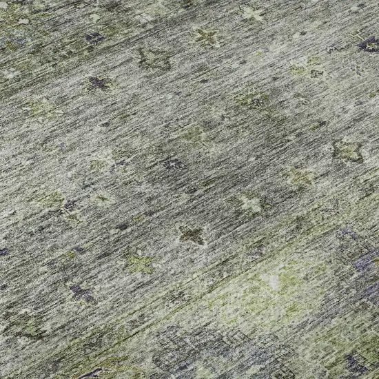 Sage Silver And Purple Tribal Washable Area Rug With UV Protection Photo 1