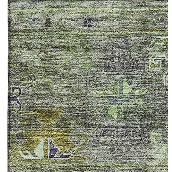 Sage Silver And Purple Tribal Washable Area Rug With UV Protection Photo 4