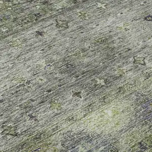 Photo of Sage Silver And Purple Tribal Washable Area Rug With UV Protection
