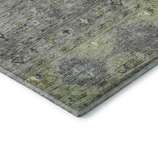 Sage Silver And Purple Tribal Washable Area Rug With UV Protection Photo 7