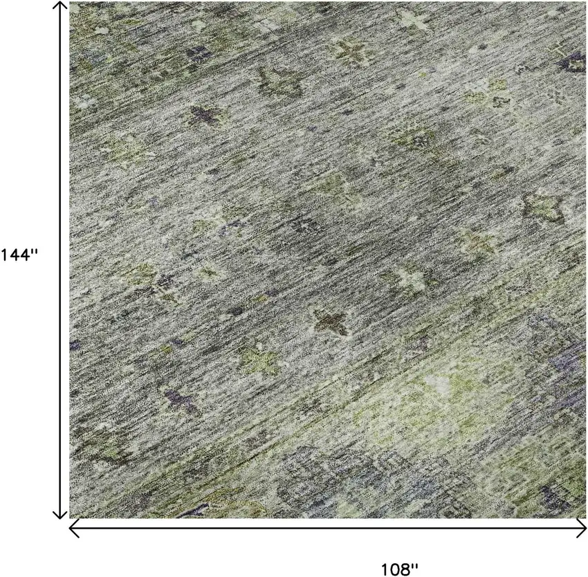 Sage Silver And Purple Tribal Washable Area Rug With UV Protection Photo 9