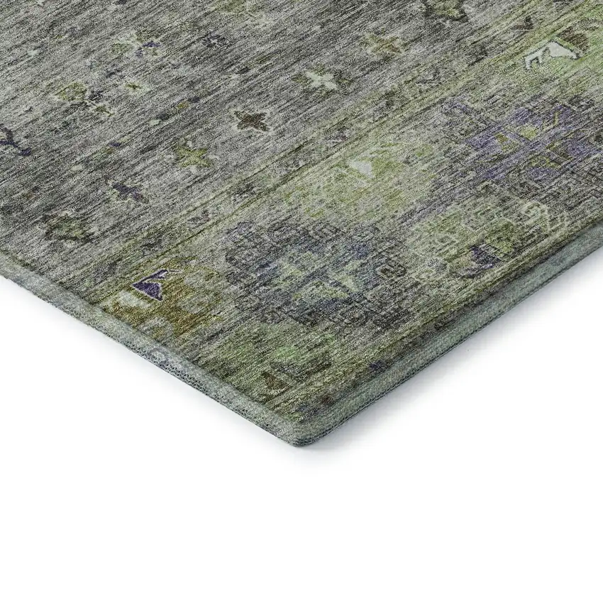Sage Silver And Purple Tribal Washable Area Rug With UV Protection Photo 8