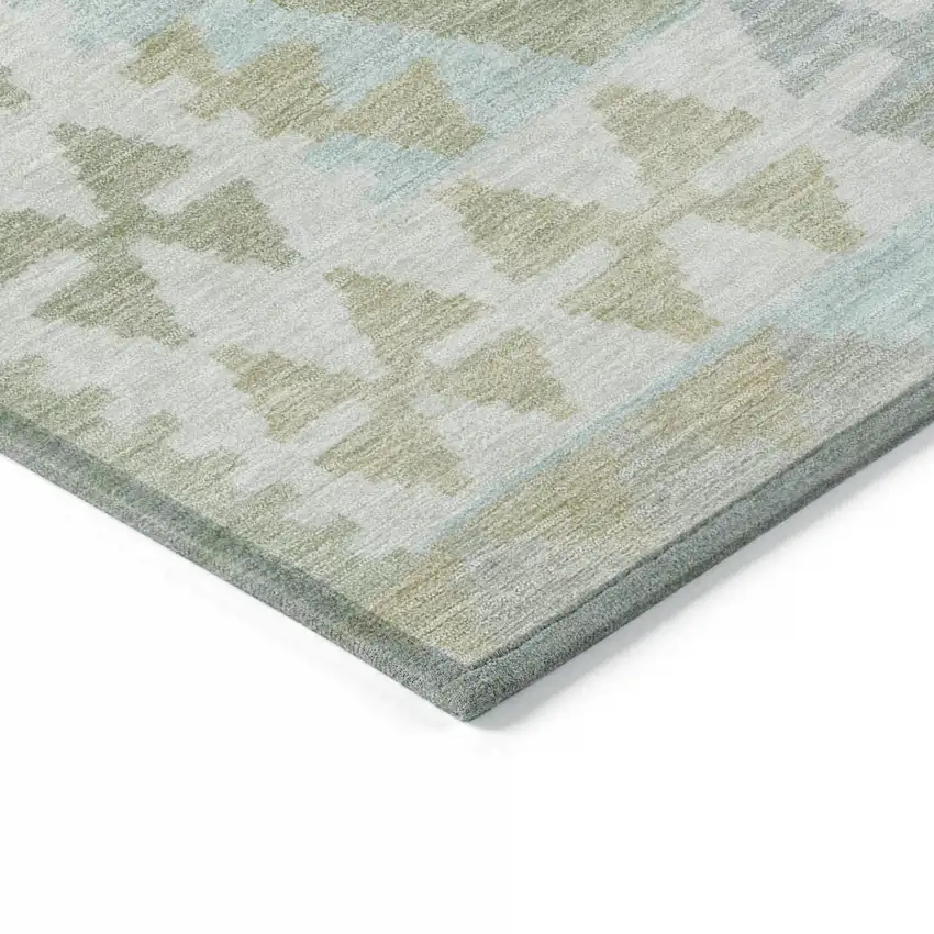 Sage Sky Blue And Copper Tribal Washable Indoor Outdoor Area Rug Photo 6