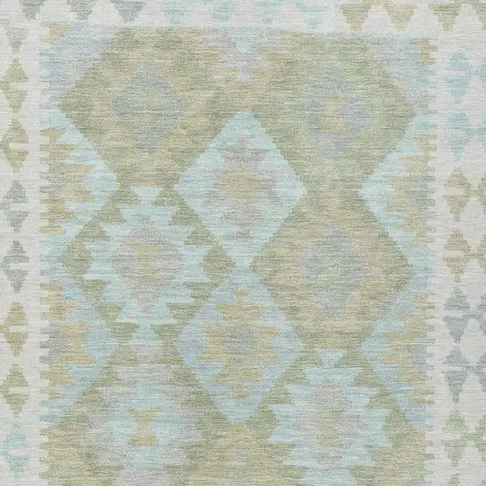 Sage Sky Blue And Copper Tribal Washable Indoor Outdoor Area Rug Photo 4