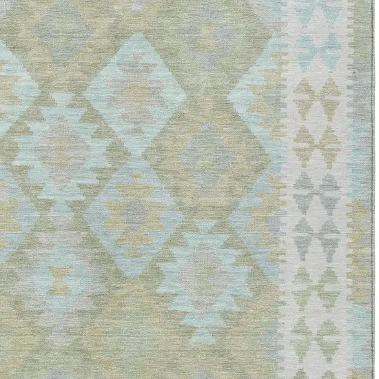 Sage Sky Blue And Copper Tribal Washable Indoor Outdoor Area Rug Photo 4