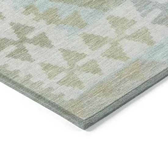 Sage Sky Blue And Copper Tribal Washable Indoor Outdoor Area Rug Photo 9