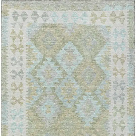 Sage Sky Blue And Copper Tribal Washable Indoor Outdoor Area Rug Photo 4