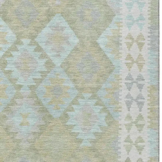 Sage Sky Blue And Copper Tribal Washable Indoor Outdoor Area Rug Photo 3