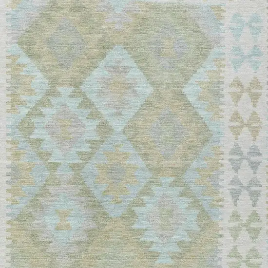 Sage Sky Blue And Copper Tribal Washable Indoor Outdoor Area Rug Photo 4