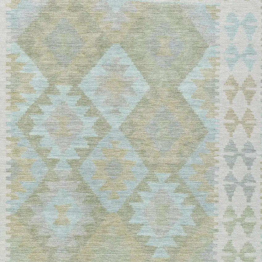 Sage Sky Blue And Copper Tribal Washable Indoor Outdoor Area Rug Photo 4
