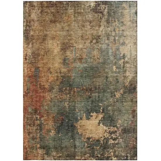 Sage Tan And Copper Abstract Washable Indoor Outdoor Area Rug Photo 6