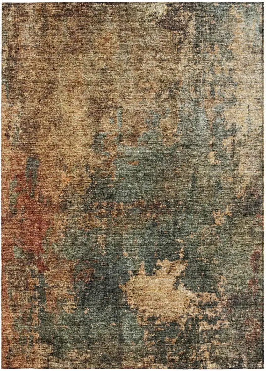 Sage Tan And Copper Abstract Washable Indoor Outdoor Area Rug Photo 6