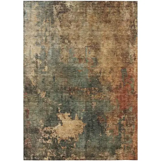 Sage Tan And Copper Abstract Washable Indoor Outdoor Area Rug Photo 2