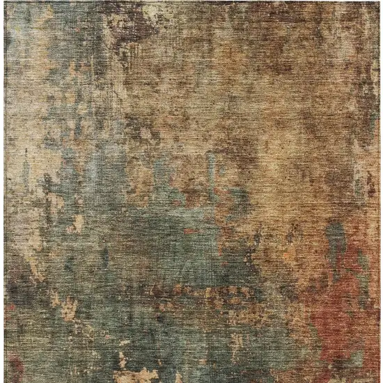 Sage Tan And Copper Abstract Washable Indoor Outdoor Area Rug Photo 7