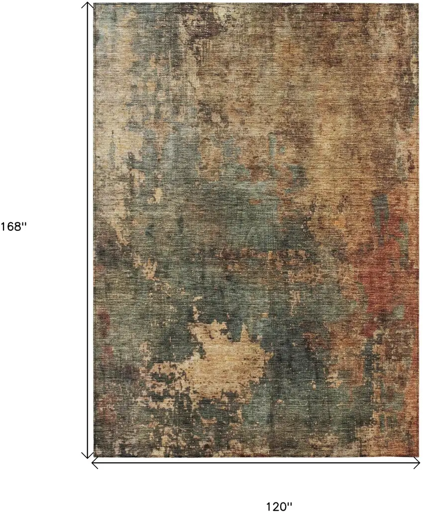 Sage Tan And Copper Abstract Washable Indoor Outdoor Area Rug Photo 3