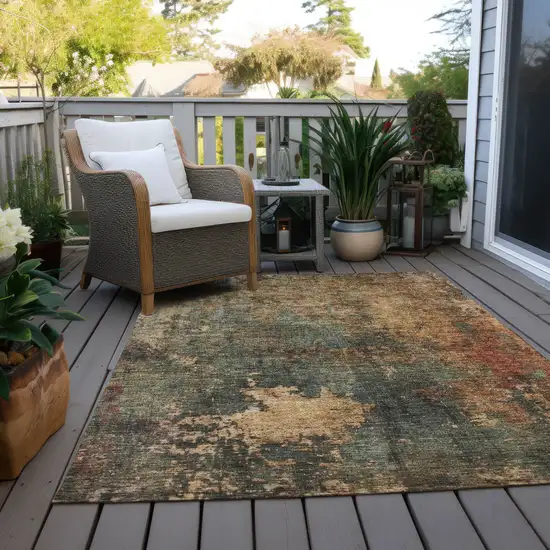 Sage Tan And Copper Abstract Washable Indoor Outdoor Area Rug Photo 8