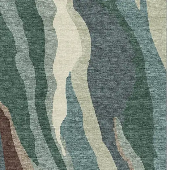Sage Taupe And Beige Abstract Washable Area Rug With UV Protection Photo 3