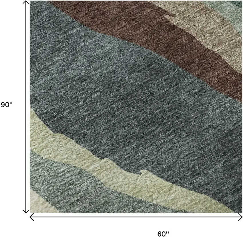 Sage Taupe And Beige Abstract Washable Area Rug With UV Protection Photo 9