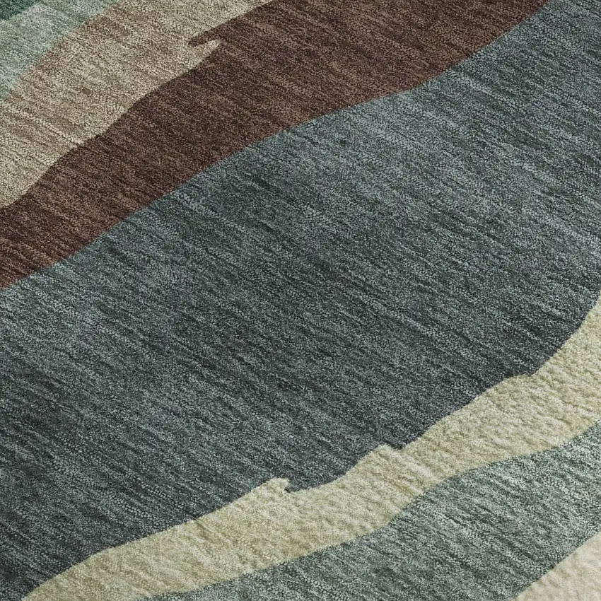 Sage Taupe And Beige Abstract Washable Area Rug With UV Protection Photo 2