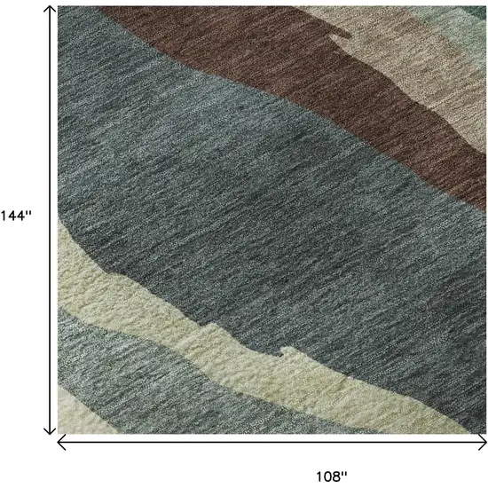 Sage Taupe And Beige Abstract Washable Area Rug With UV Protection Photo 9