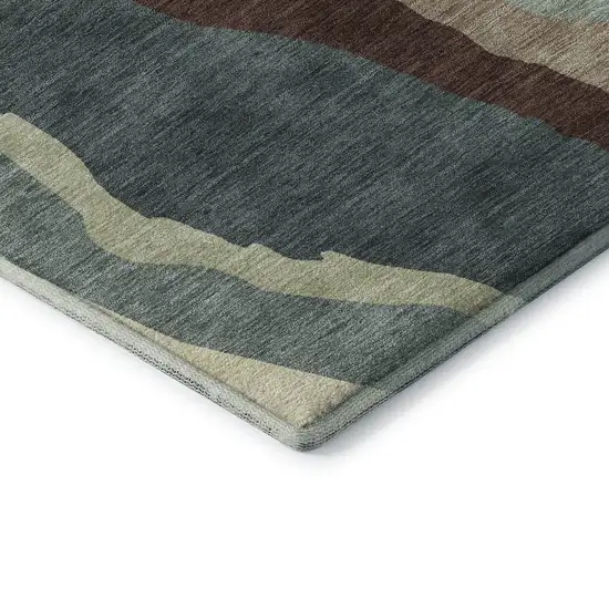 Sage Taupe And Beige Abstract Washable Area Rug With UV Protection Photo 7