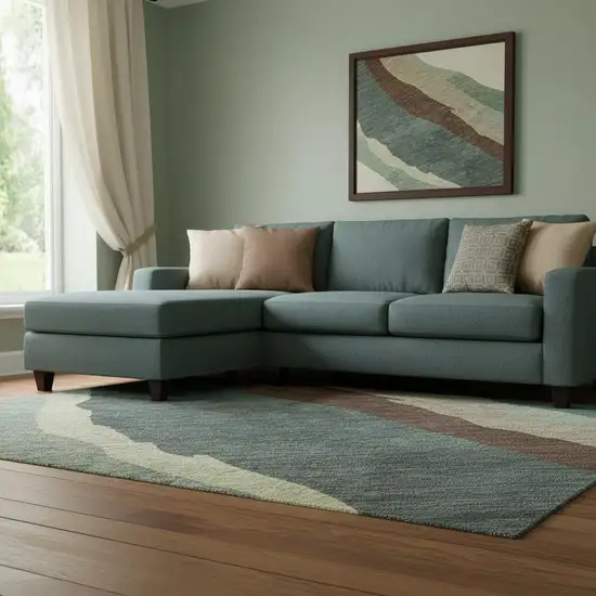 Sage Taupe And Beige Abstract Washable Area Rug With UV Protection Photo 2