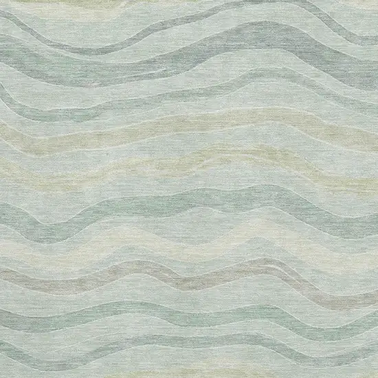 Sage Taupe And Ivory Striped Washable Area Rug With UV Protection Photo 3