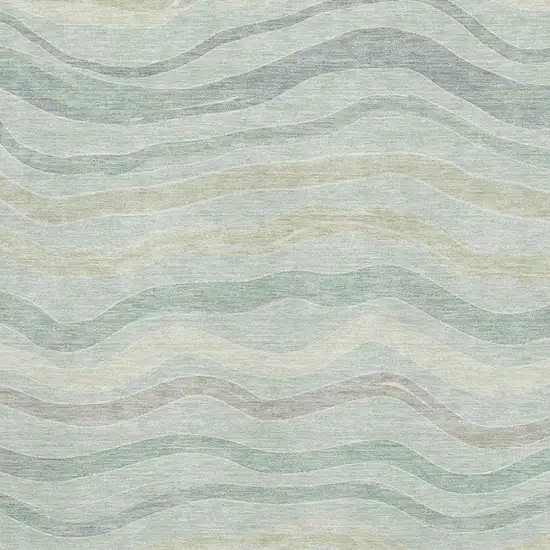 Sage Taupe And Ivory Striped Washable Area Rug With UV Protection Photo 2