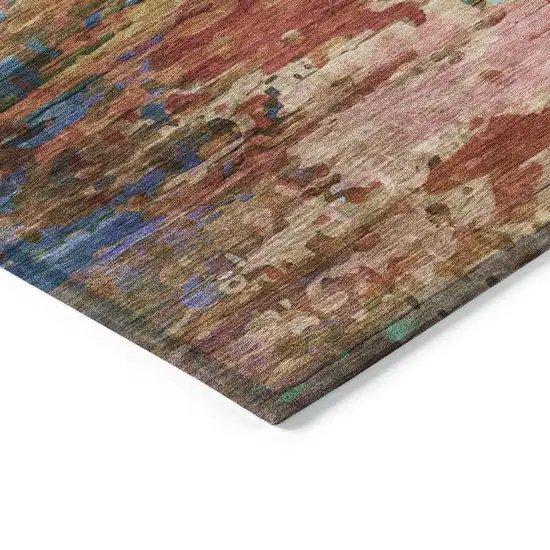 Sage Teal Blue And Blush Abstract Washable Indoor Outdoor Area Rug Photo 7