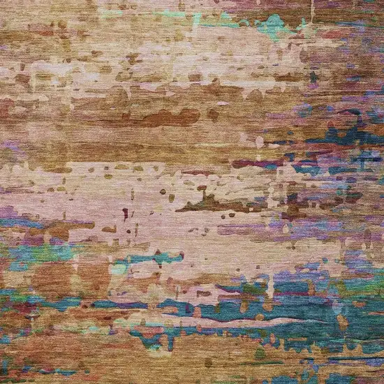 Sage Teal Blue And Blush Abstract Washable Indoor Outdoor Area Rug Photo 8