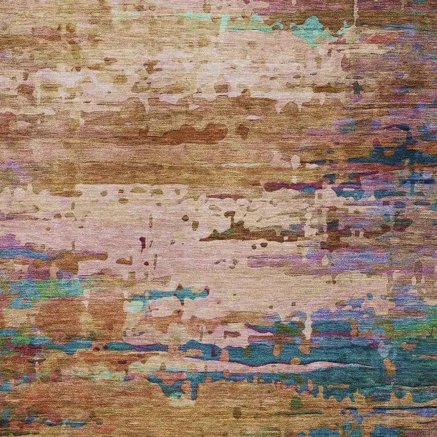 Sage Teal Blue And Blush Abstract Washable Indoor Outdoor Area Rug Photo 8
