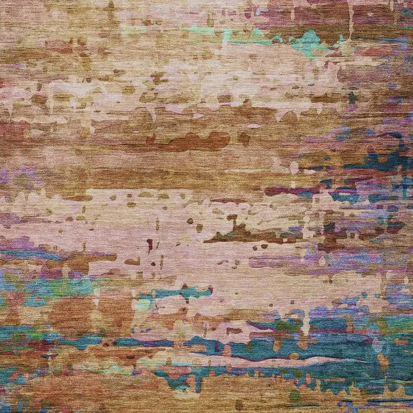 Sage Teal Blue And Blush Abstract Washable Indoor Outdoor Area Rug Photo 7