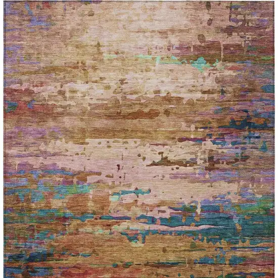 Sage Teal Blue And Blush Abstract Washable Indoor Outdoor Area Rug Photo 9