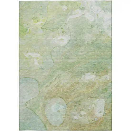 Sage Teal Blue And Ivory Abstract Washable Indoor Outdoor Area Rug Photo 3