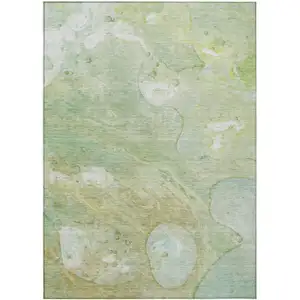 Photo of Sage Teal Blue And Ivory Abstract Washable Indoor Outdoor Area Rug