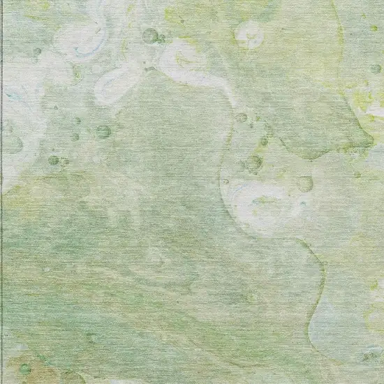 Sage Teal Blue And Ivory Abstract Washable Indoor Outdoor Area Rug Photo 4